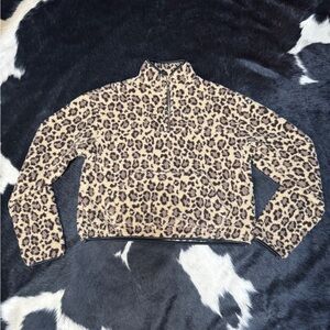Leopard Print Fleece Quarterzip Pullover